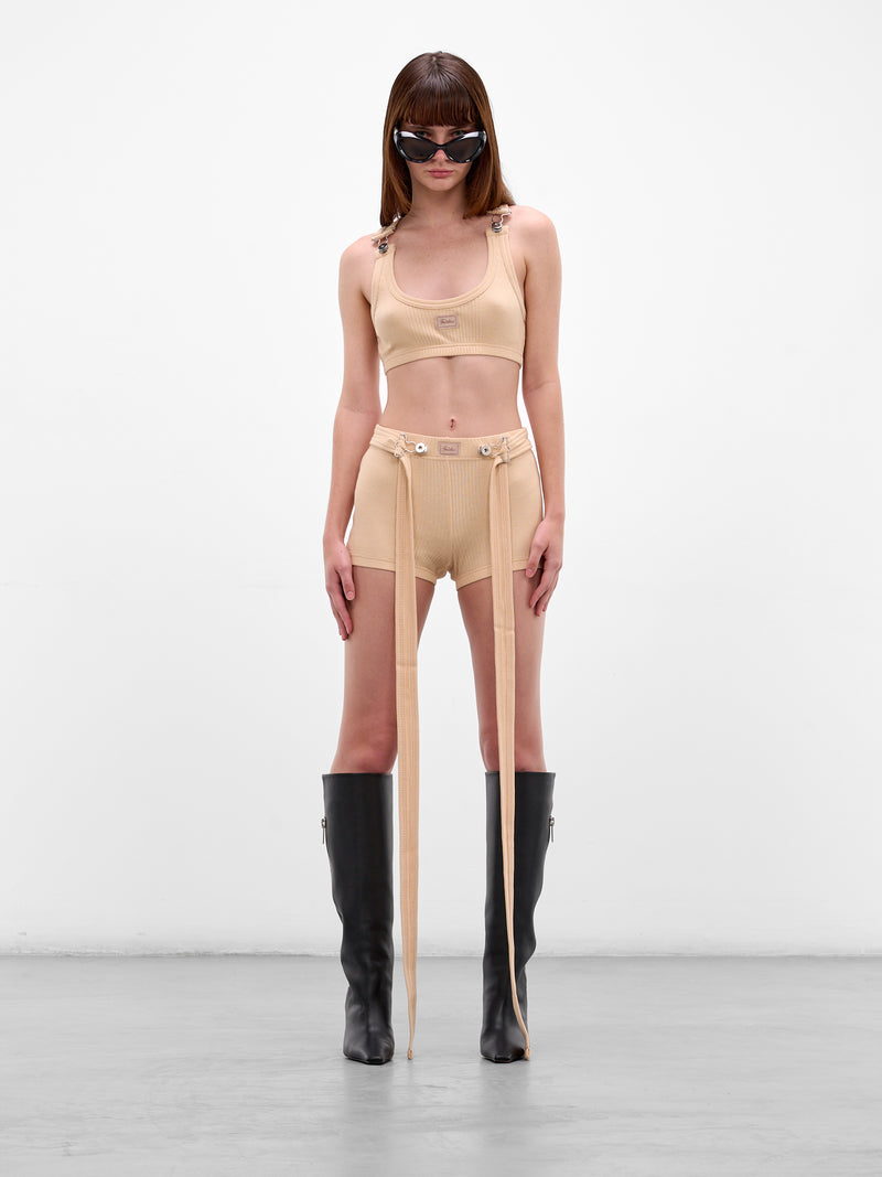 Beige Rib-Knit Cotton Bra Top (26/01-W-TO430-J014-63-NUDE)