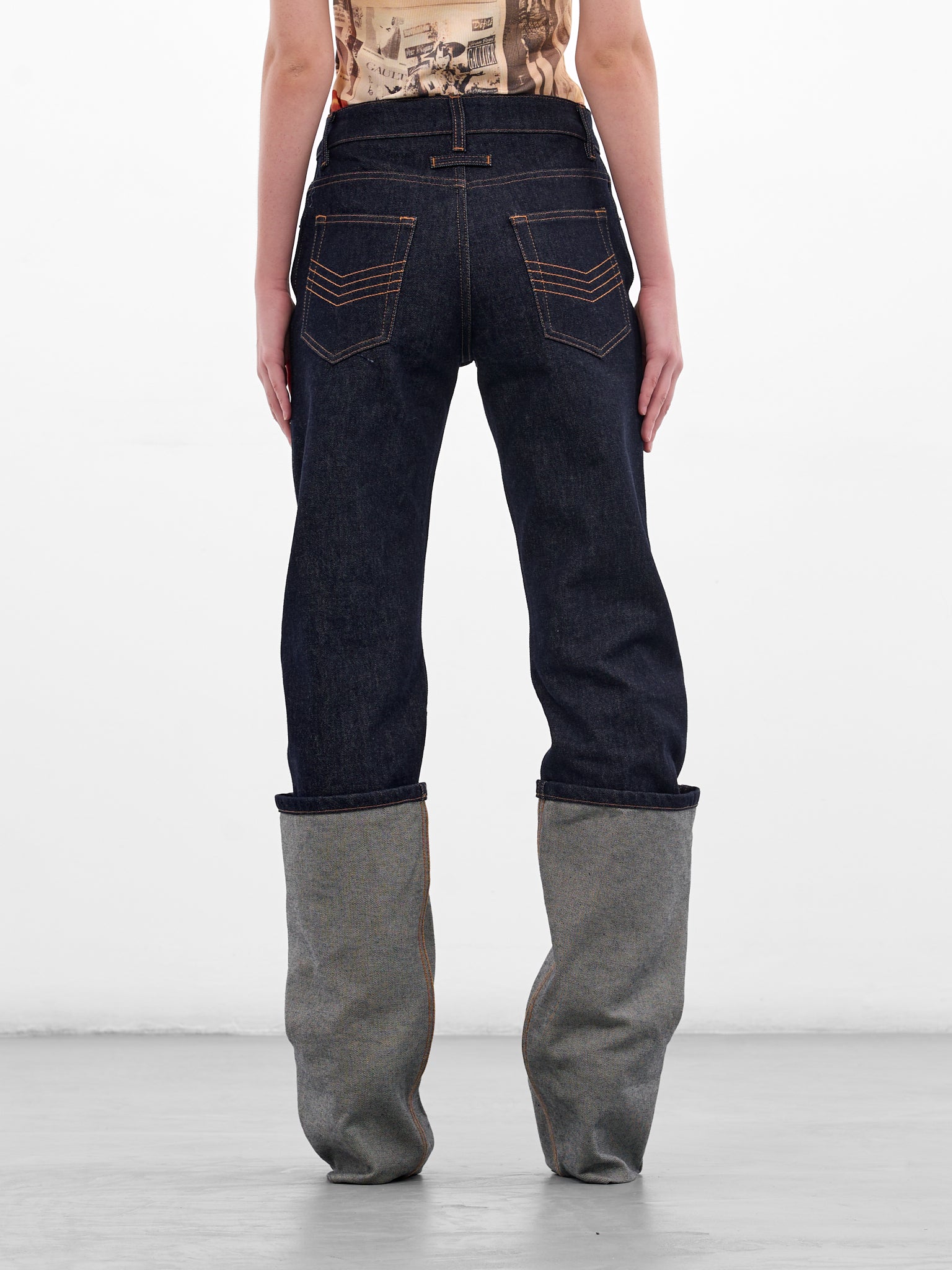 Indigo Denim Cut-Out Elongated Jeans (26/01-W-TR046-D024-55-INDIGO)