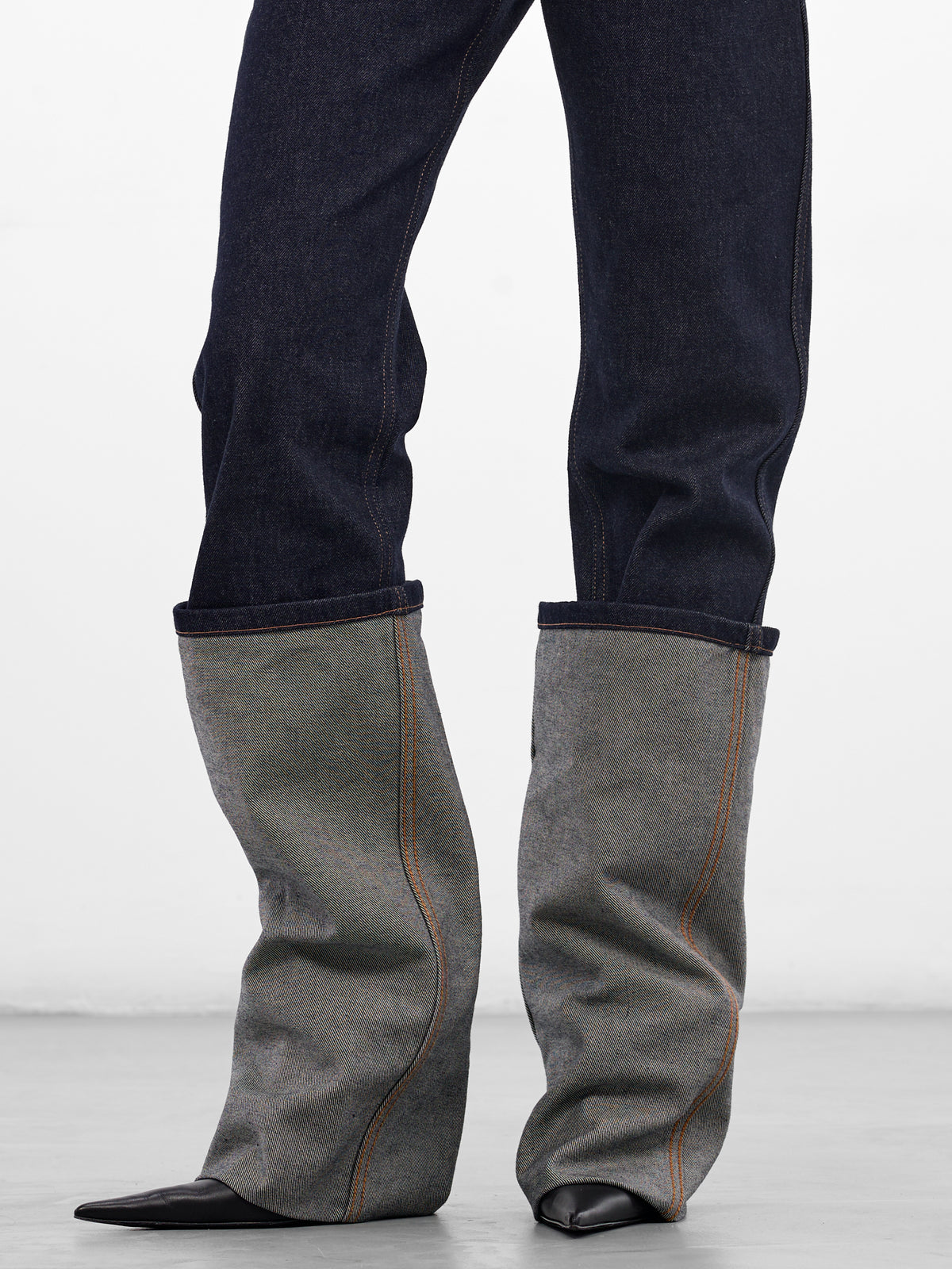 Indigo Denim Cut-Out Elongated Jeans (26/01-W-TR046-D024-55-INDIGO)