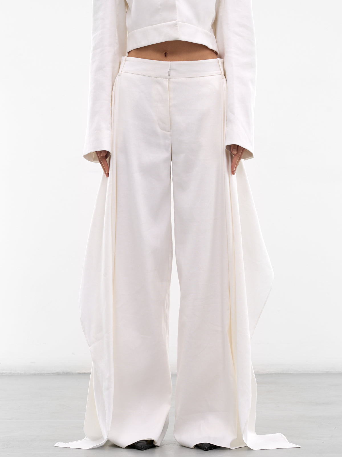 White Wide Release Linen Trousers (26015044-WHITE)
