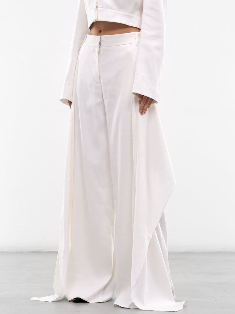 White Wide Release Linen Trousers (26015044-WHITE)