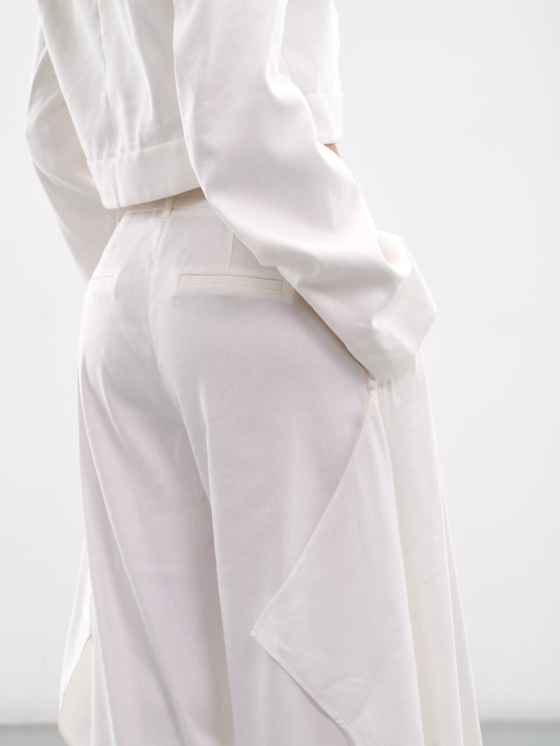 White Wide Release Linen Trousers (26015044-WHITE)