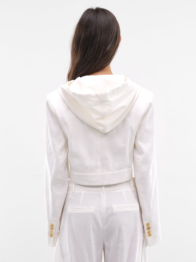 White Noa Linen Hoodie (26016050-WHITE)