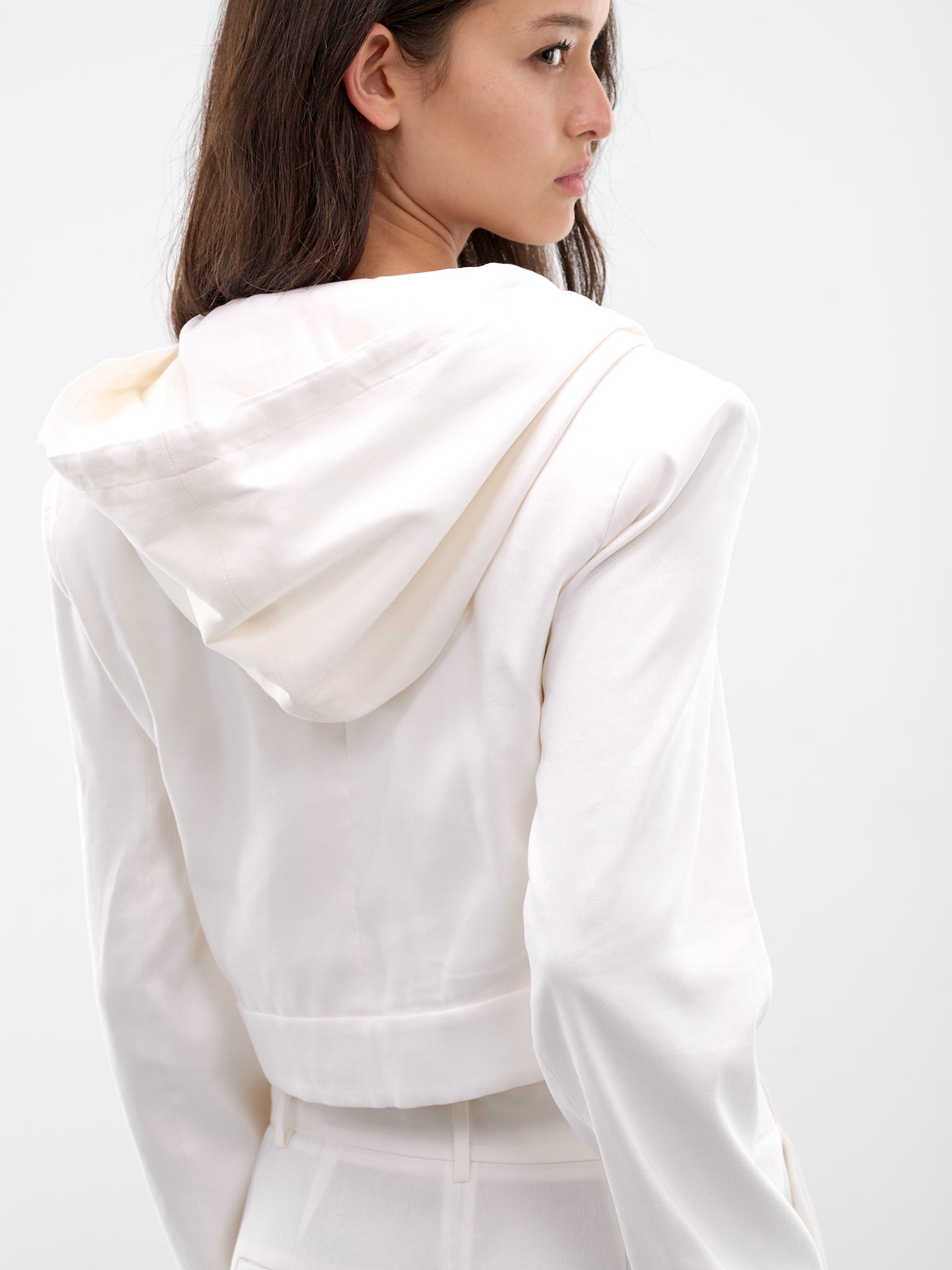 White Noa Linen Hoodie (26016050-WHITE)
