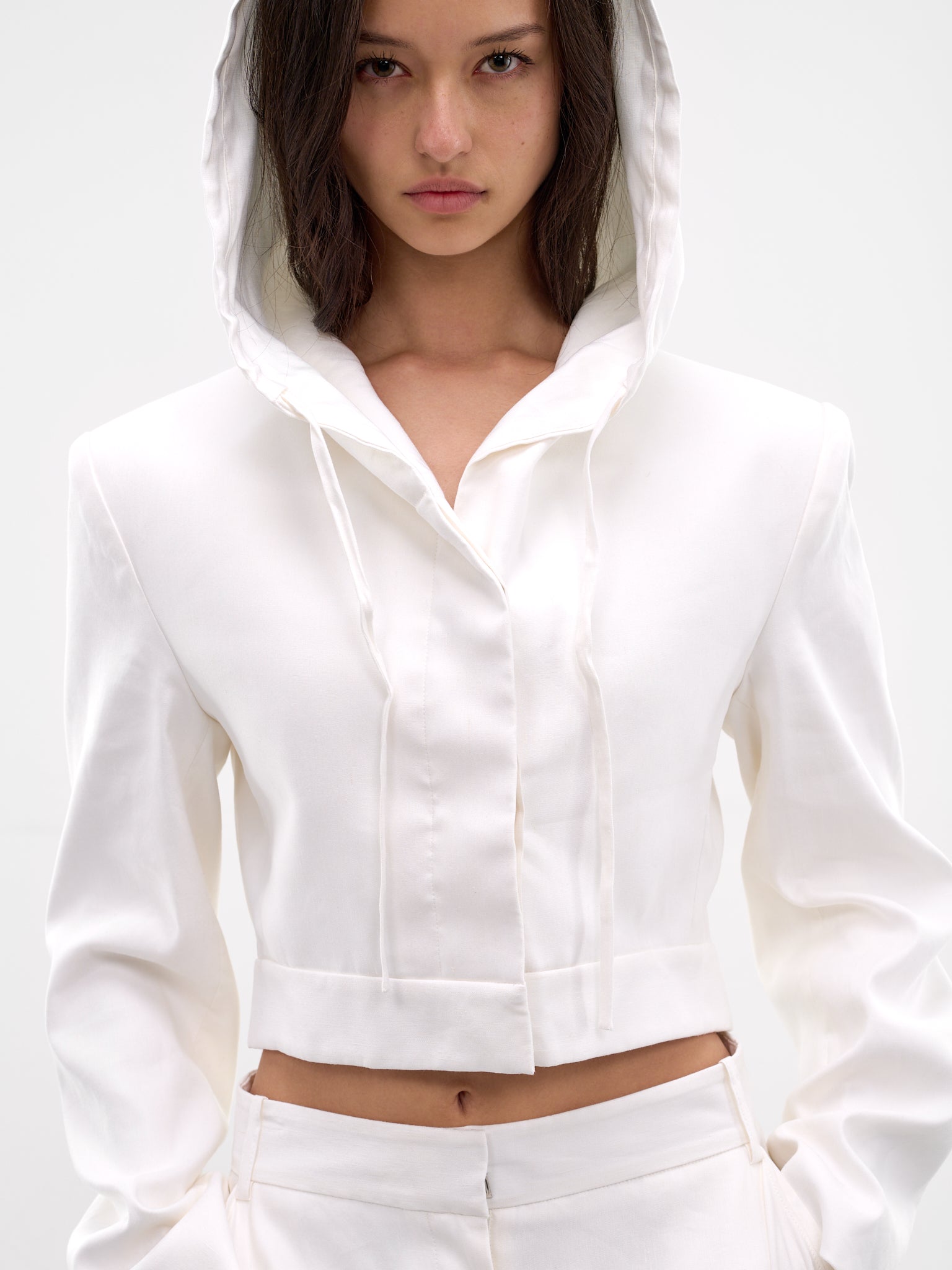 White Noa Linen Hoodie (26016050-WHITE)