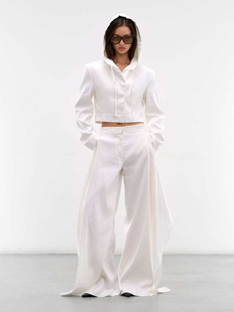 White Wide Release Linen Trousers (26015044-WHITE)