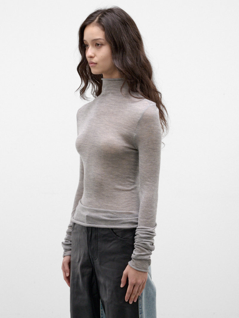 Gray Marle Cashmere-Silk Top (26031653-GREY-MARLE)