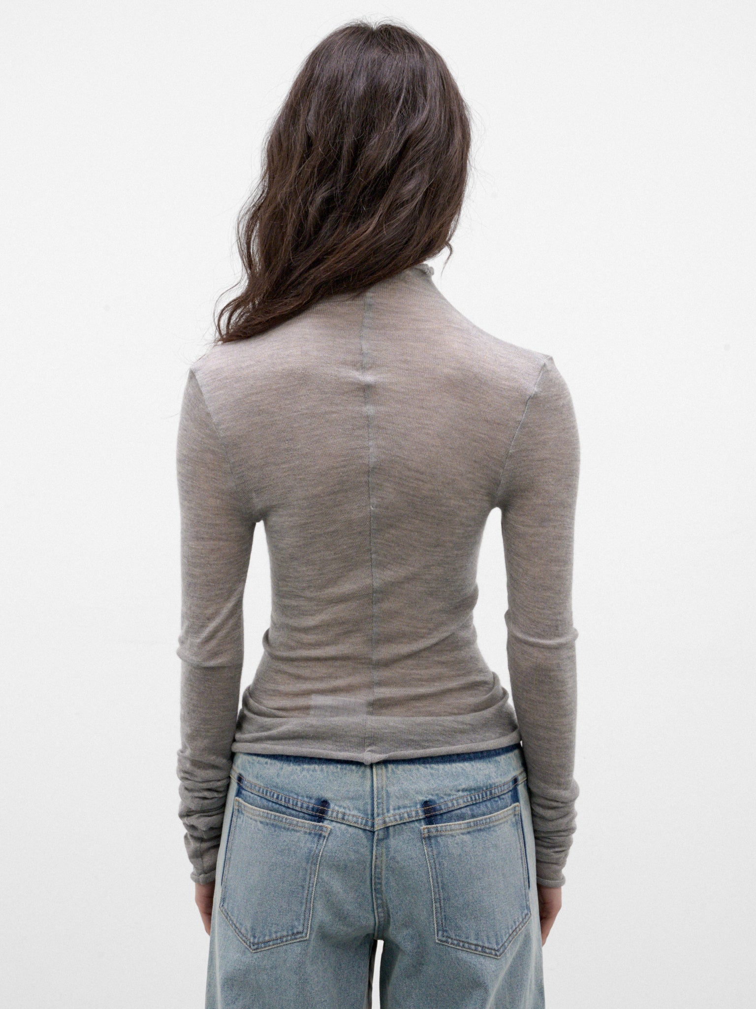 Gray Marle Cashmere-Silk Top (26031653-GREY-MARLE)