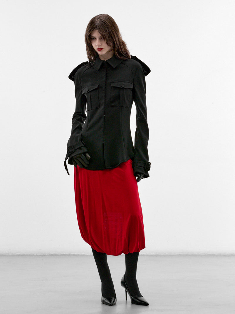Black Military Shirt (26/04-W-ST069-W124-00-BLACK)
