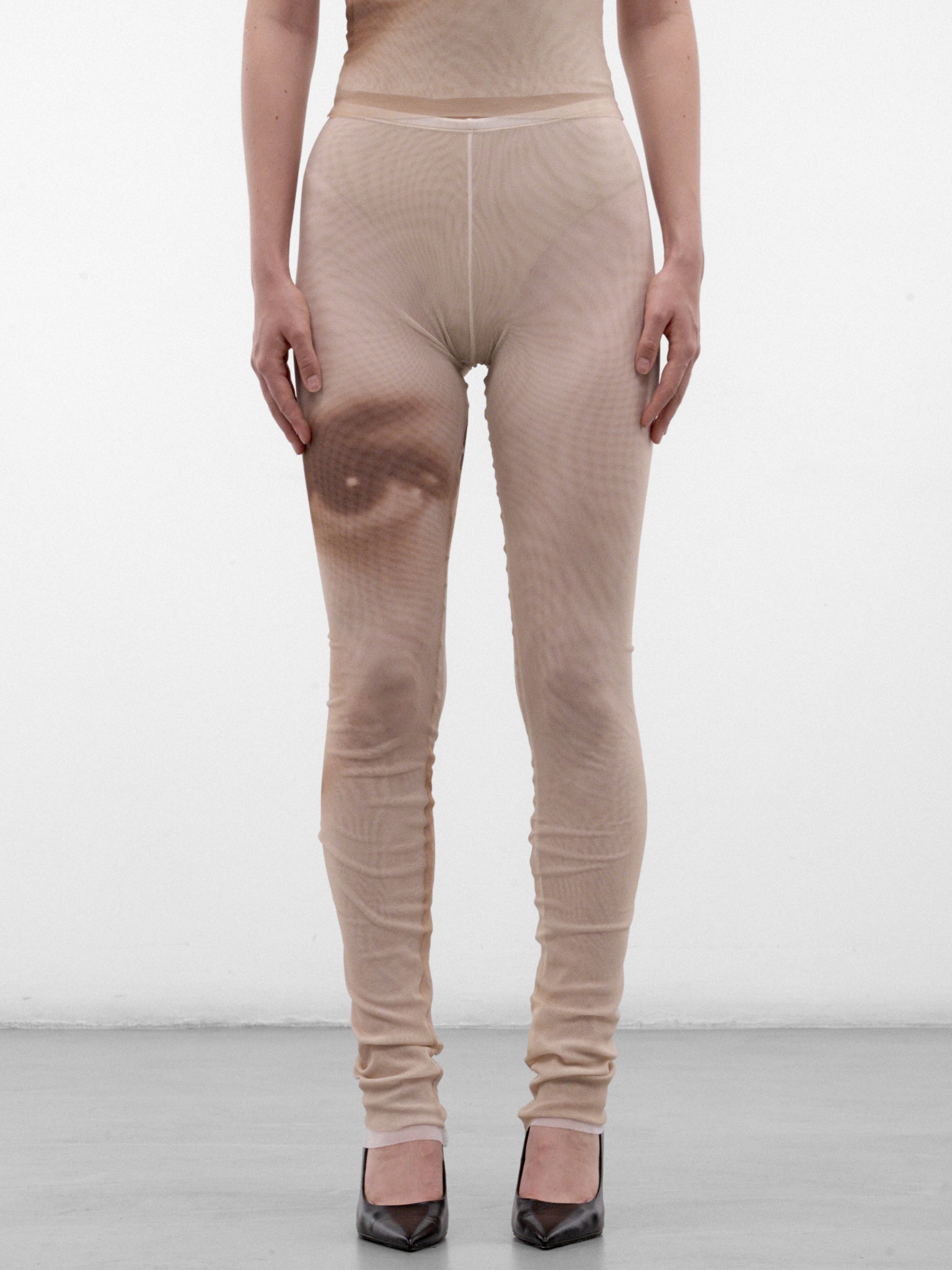 Beige Trompe L'oeil Eye Leggings (26/04-W-TR170-M032P-68-BEIGE)