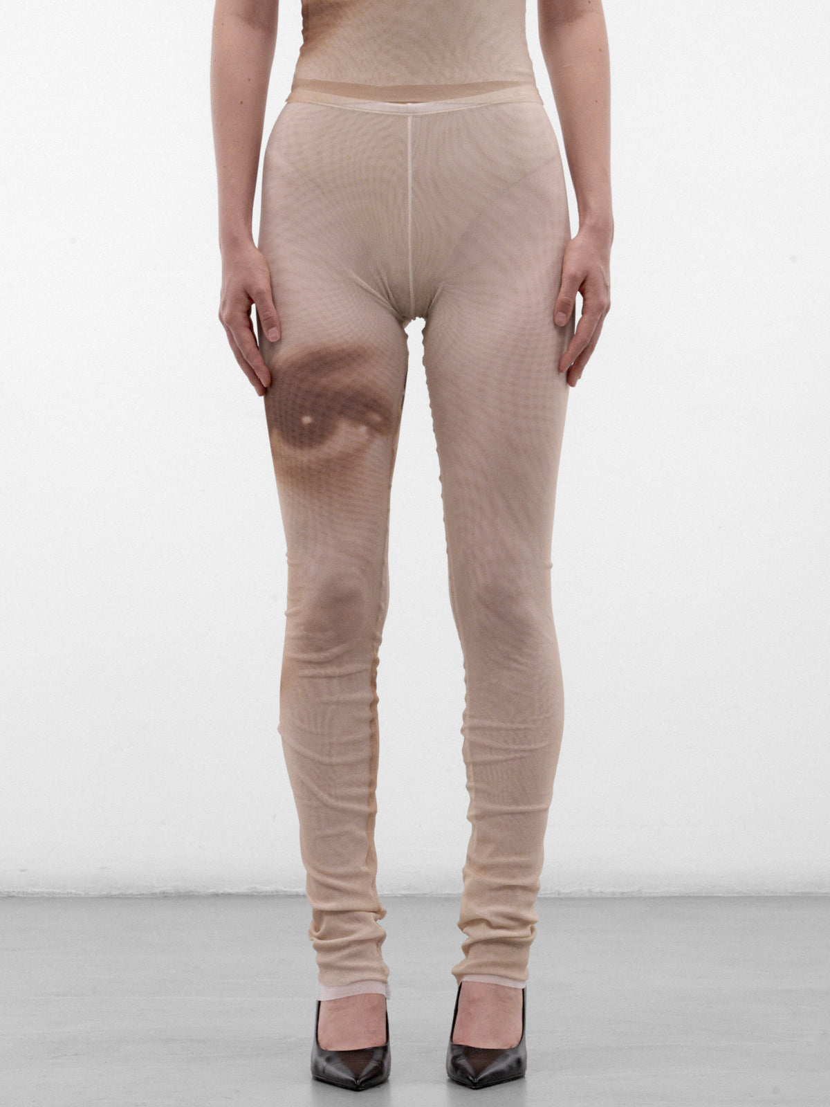 Beige Trompe L'oeil Eye Leggings (26/04-W-TR170-M032P-68-BEIGE)
