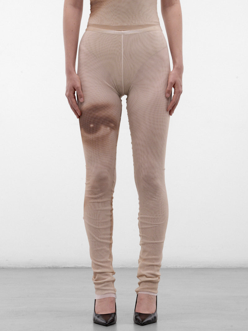 Beige Trompe L'oeil Eye Leggings (26/04-W-TR170-M032P-68-BEIGE)