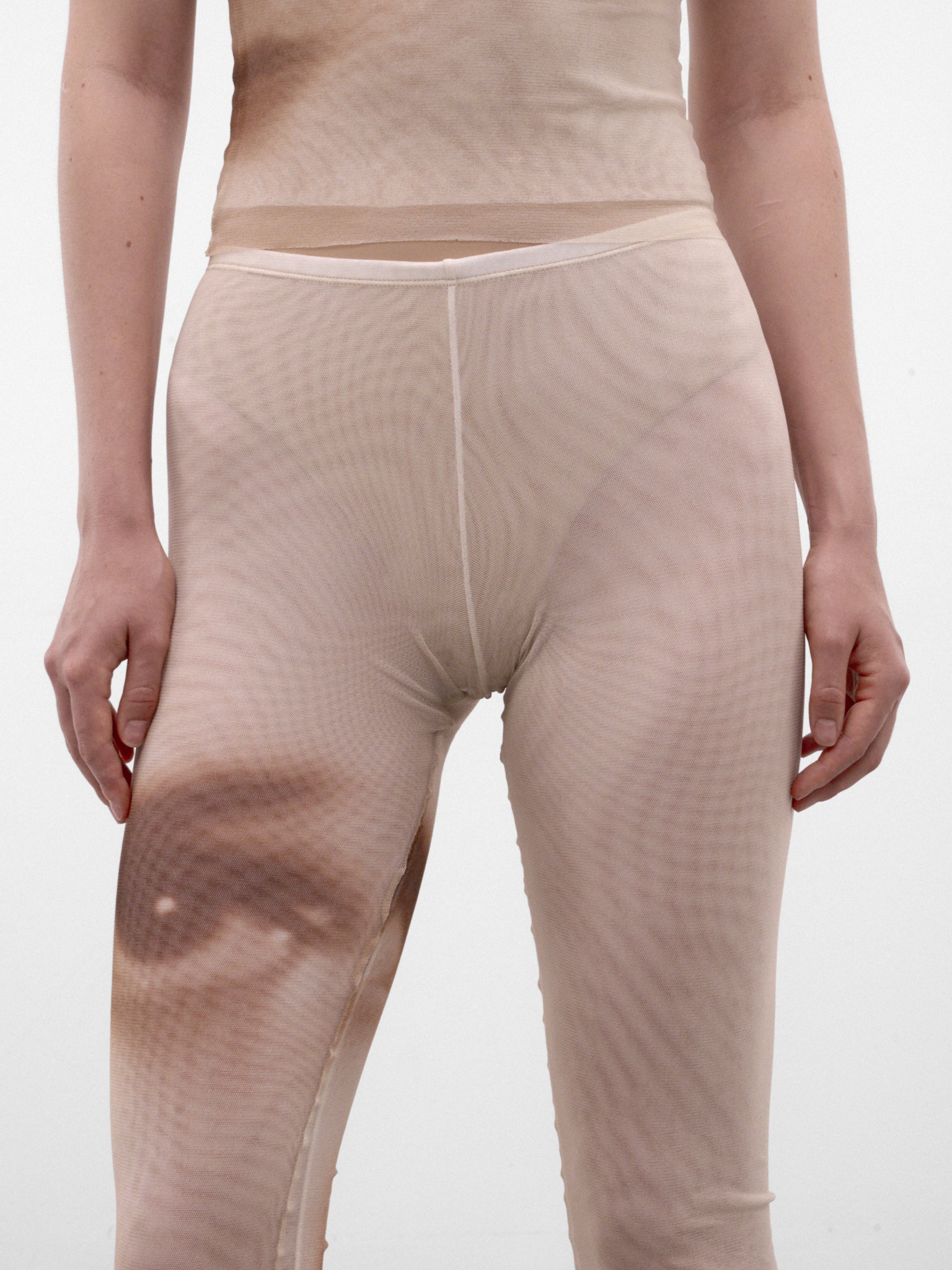 Beige Trompe L'oeil Eye Leggings (26/04-W-TR170-M032P-68-BEIGE)