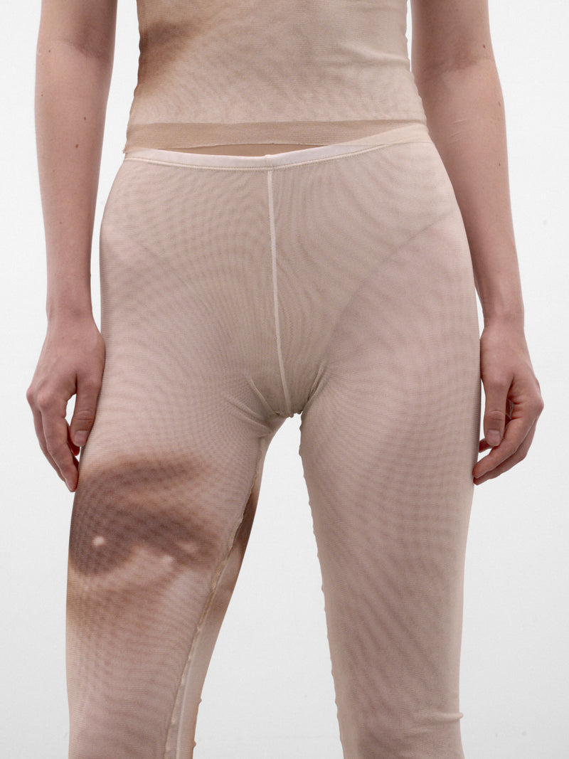 Beige Trompe L'oeil Eye Leggings (26/04-W-TR170-M032P-68-BEIGE)