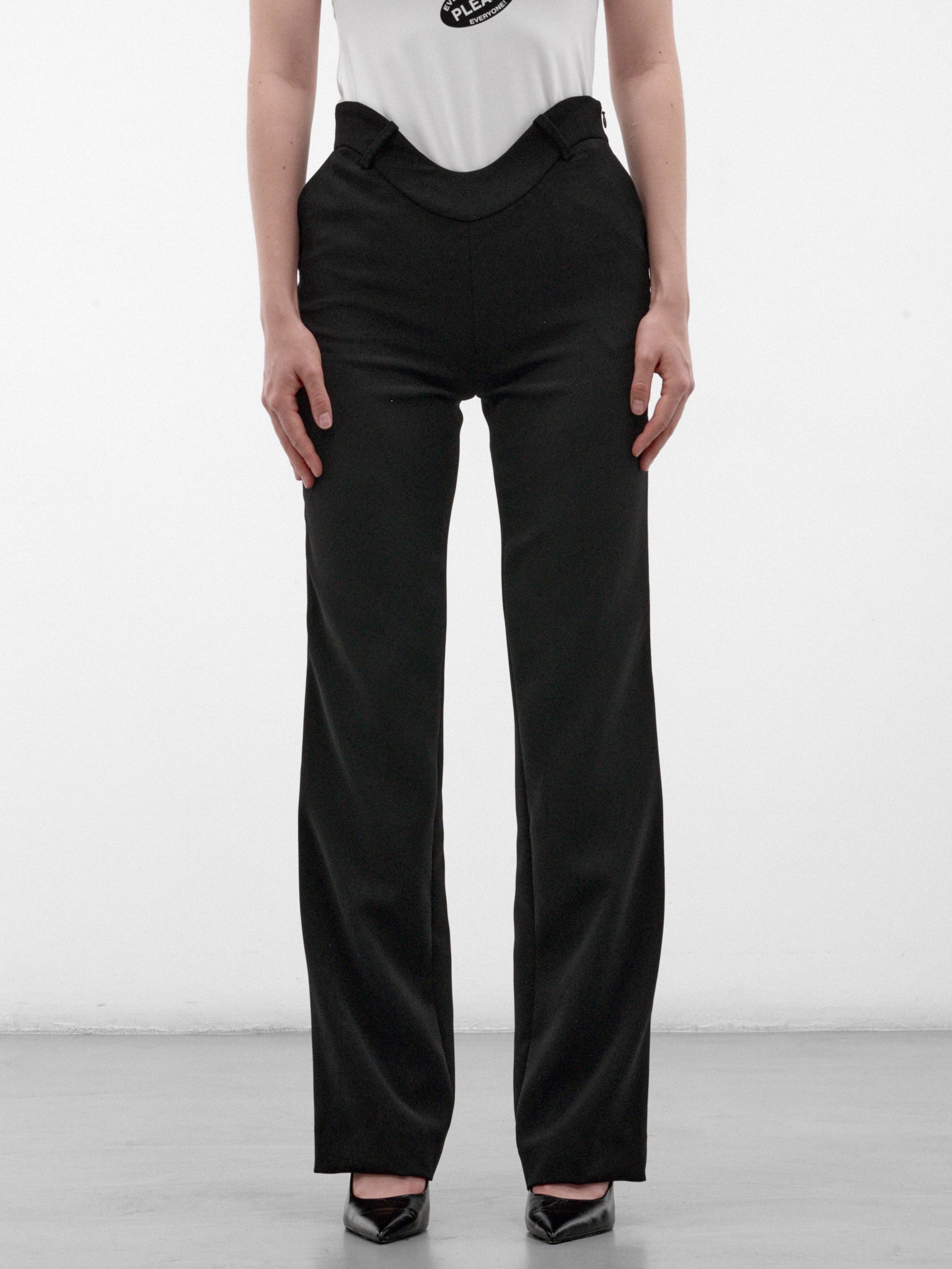 Black Sculptural Waist Tailored Trousers (26/04-W-TR179-W124-00-BLACK)