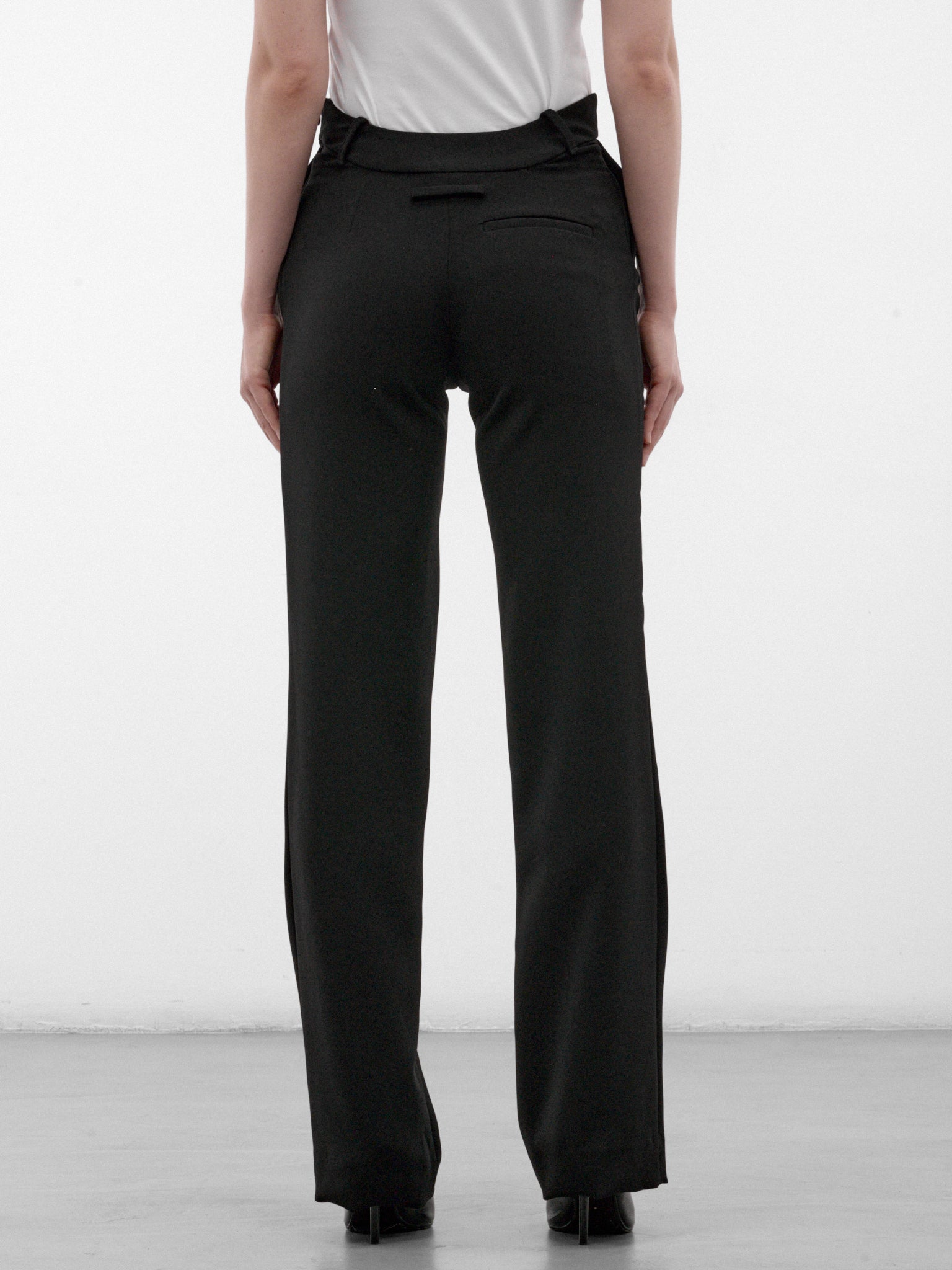 Black Sculptural Waist Tailored Trousers (26/04-W-TR179-W124-00-BLACK)