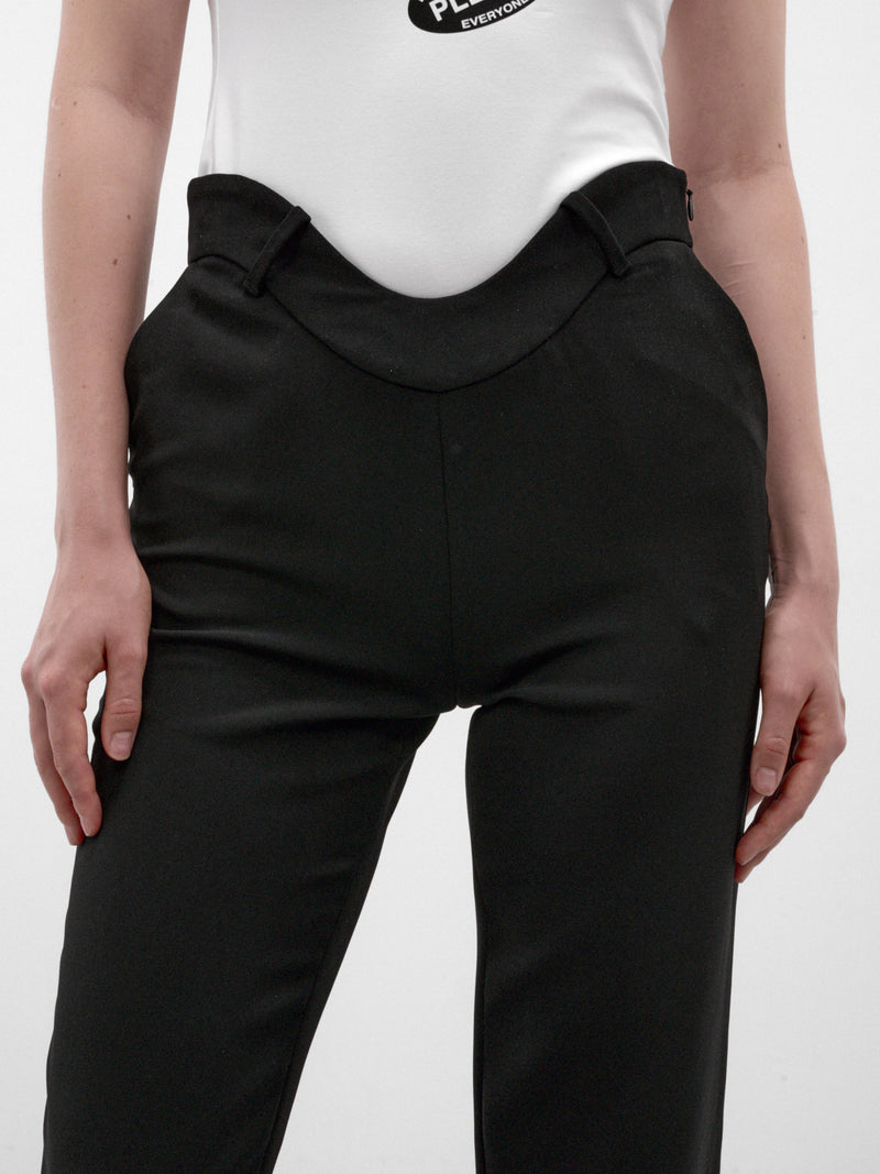 Black Sculptural Waist Tailored Trousers (26/04-W-TR179-W124-00-BLACK)