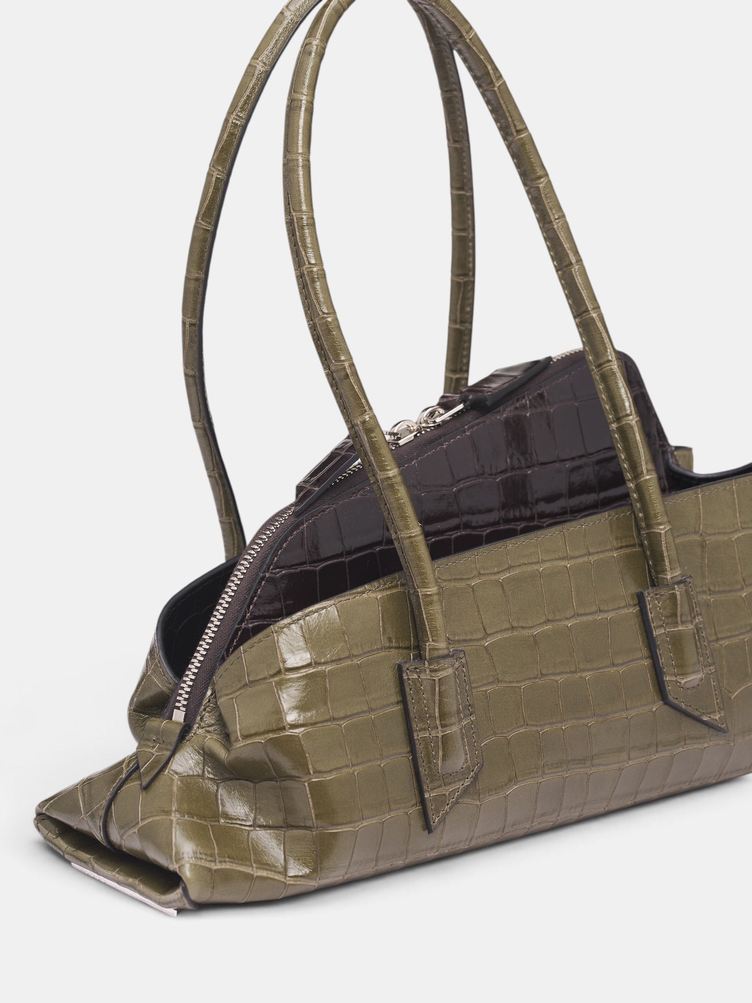 Green Croc-Embossed Leather Bag (260WAH00058-GREEN)