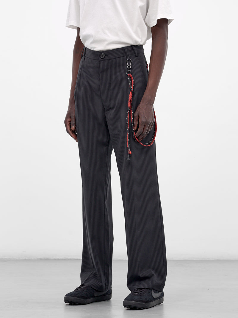 Navy Pleated Pinstripe Tailored Pants (261-MPT084-NAVY)