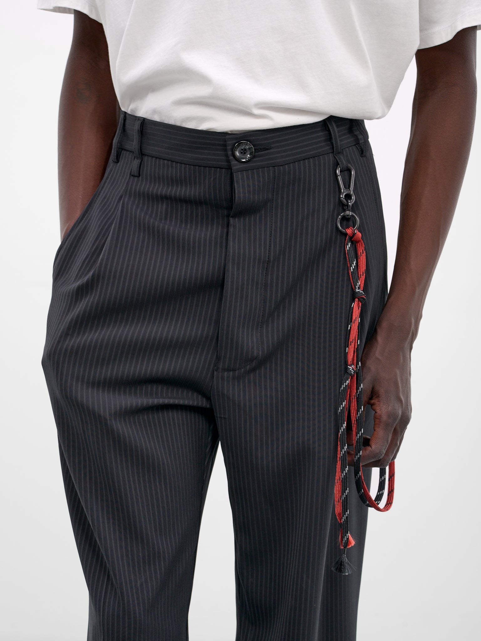 Navy Pleated Pinstripe Tailored Pants (261-MPT084-NAVY)