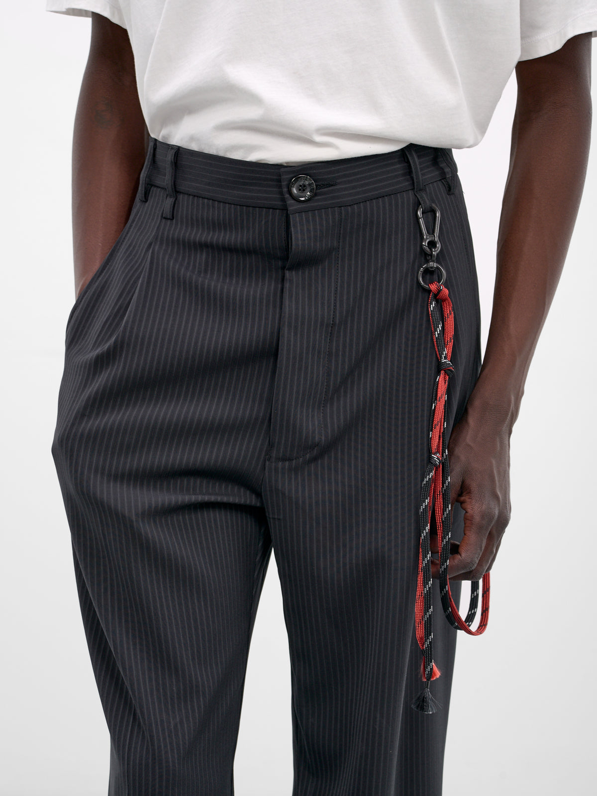 Navy Pleated Pinstripe Tailored Pants (261-MPT084-NAVY)