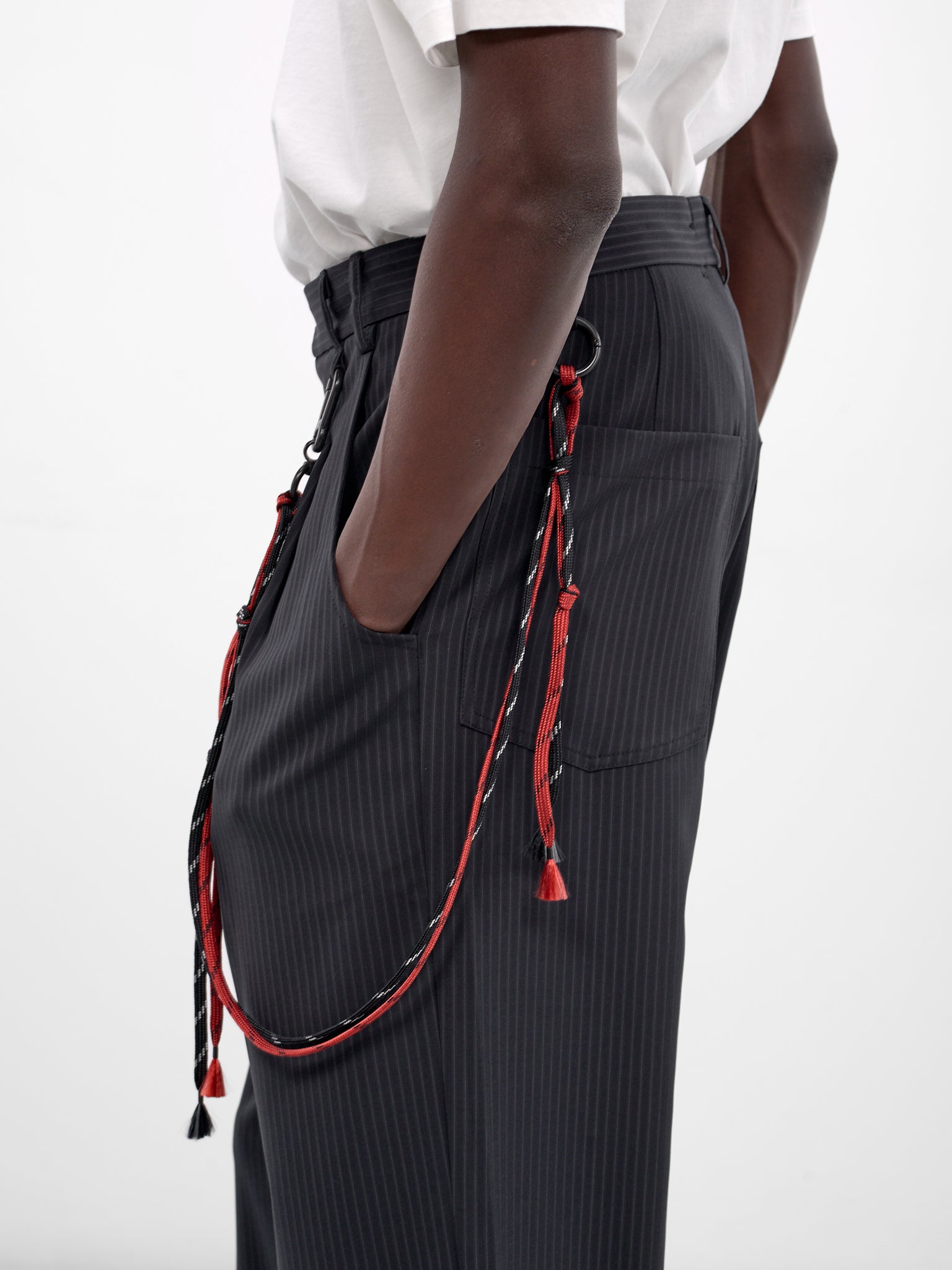 Navy Pleated Pinstripe Tailored Pants (261-MPT084-NAVY)