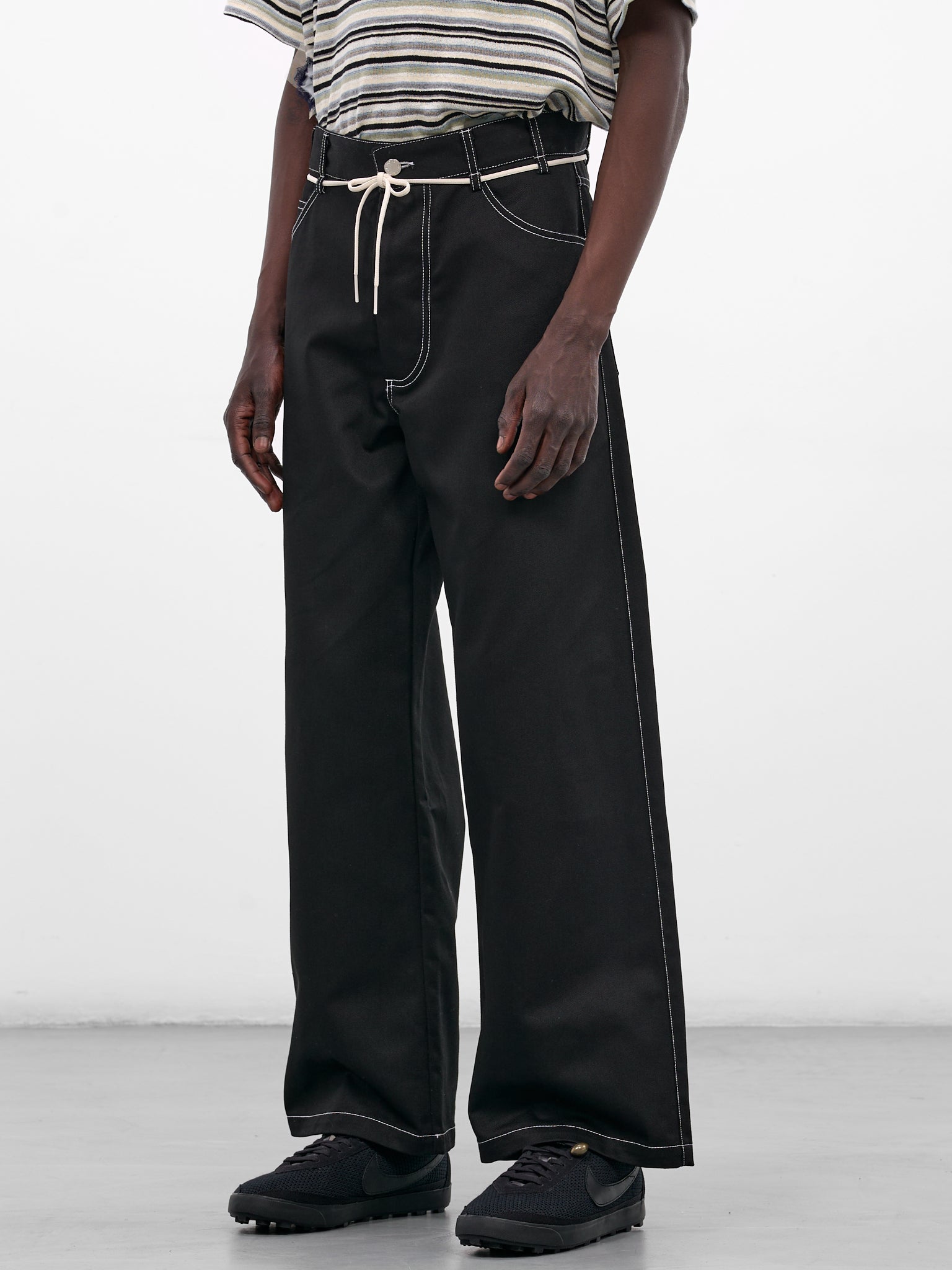 Black Wool Baggy Wide Jeans (261-MPT102-BLACK)