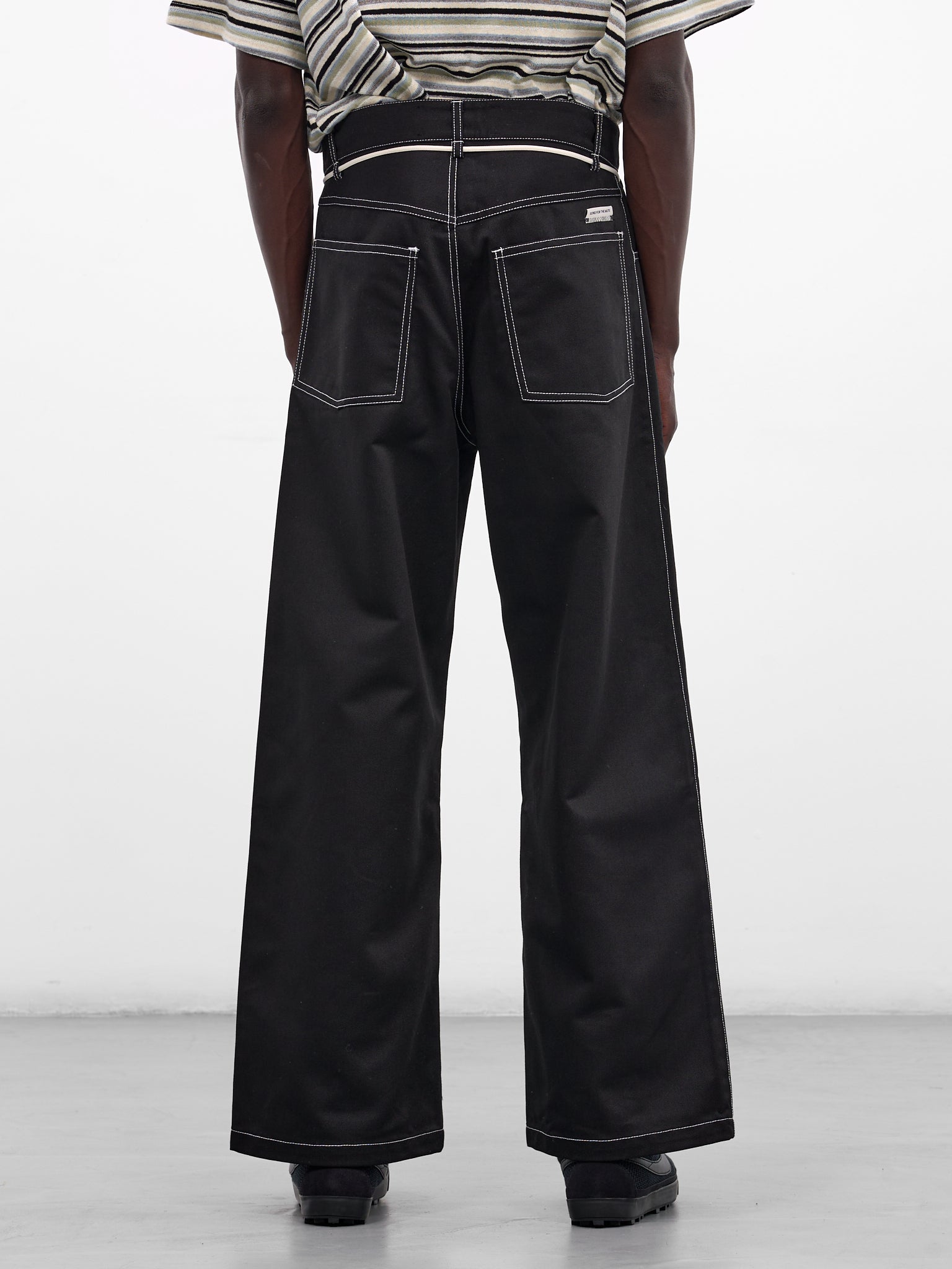 Black Wool Baggy Wide Jeans (261-MPT102-BLACK)