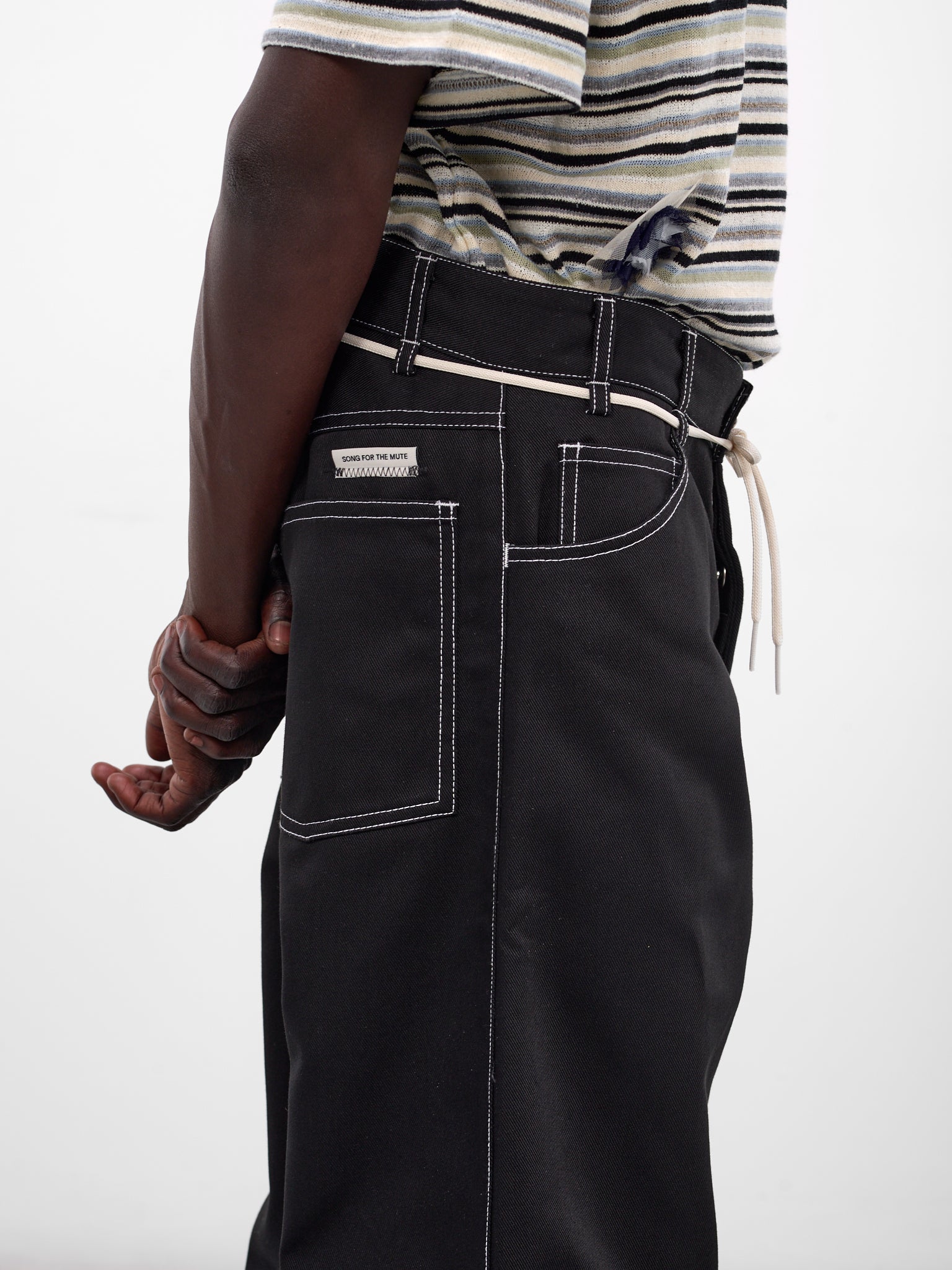 Black Wool Baggy Wide Jeans (261-MPT102-BLACK)