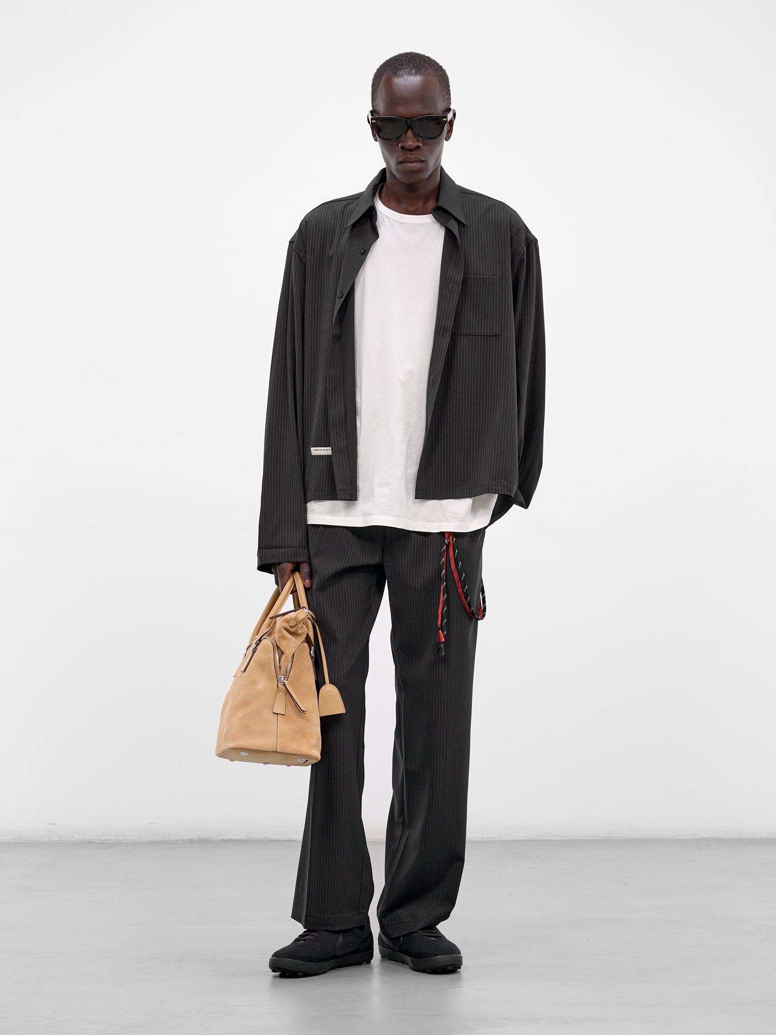 Navy Pleated Pinstripe Tailored Pants (261-MPT084-NAVY)