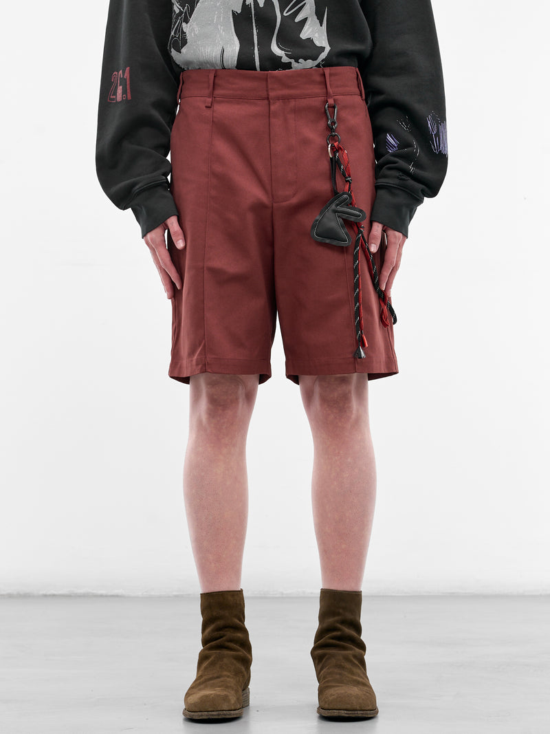 Red Pin Stitch Knee Shorts (261-MST056-RED)