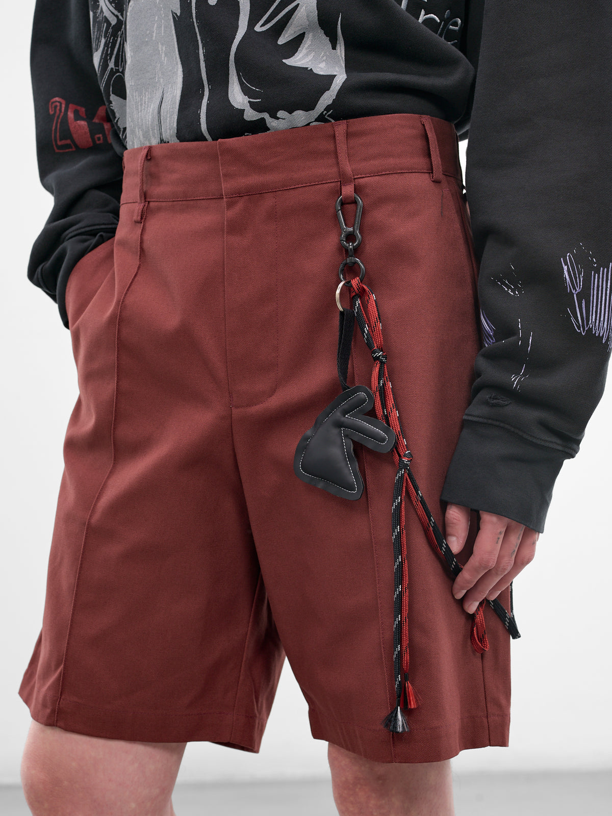 Red Pin Stitch Knee Shorts (261-MST056-RED)