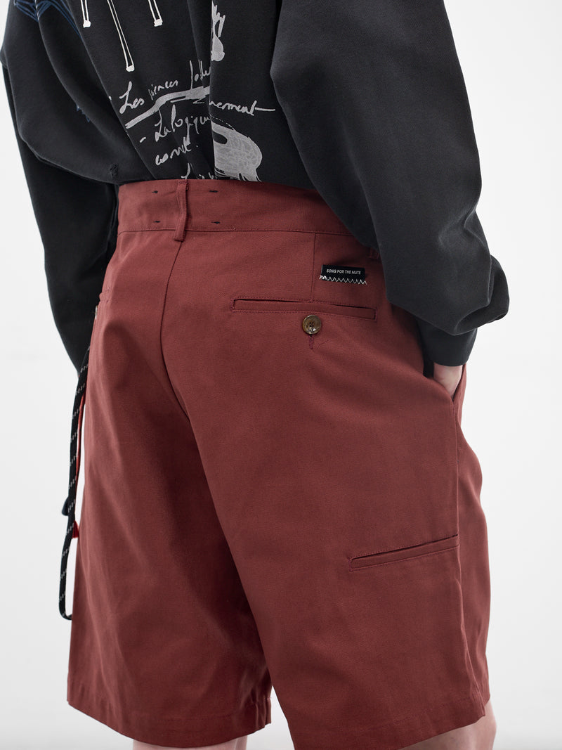 Red Pin Stitch Knee Shorts (261-MST056-RED)