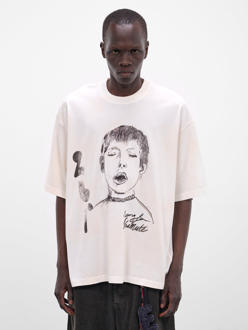 White 'Yawning Kid' Gym Tee (261-MTS036P10-OLD-WHITE)