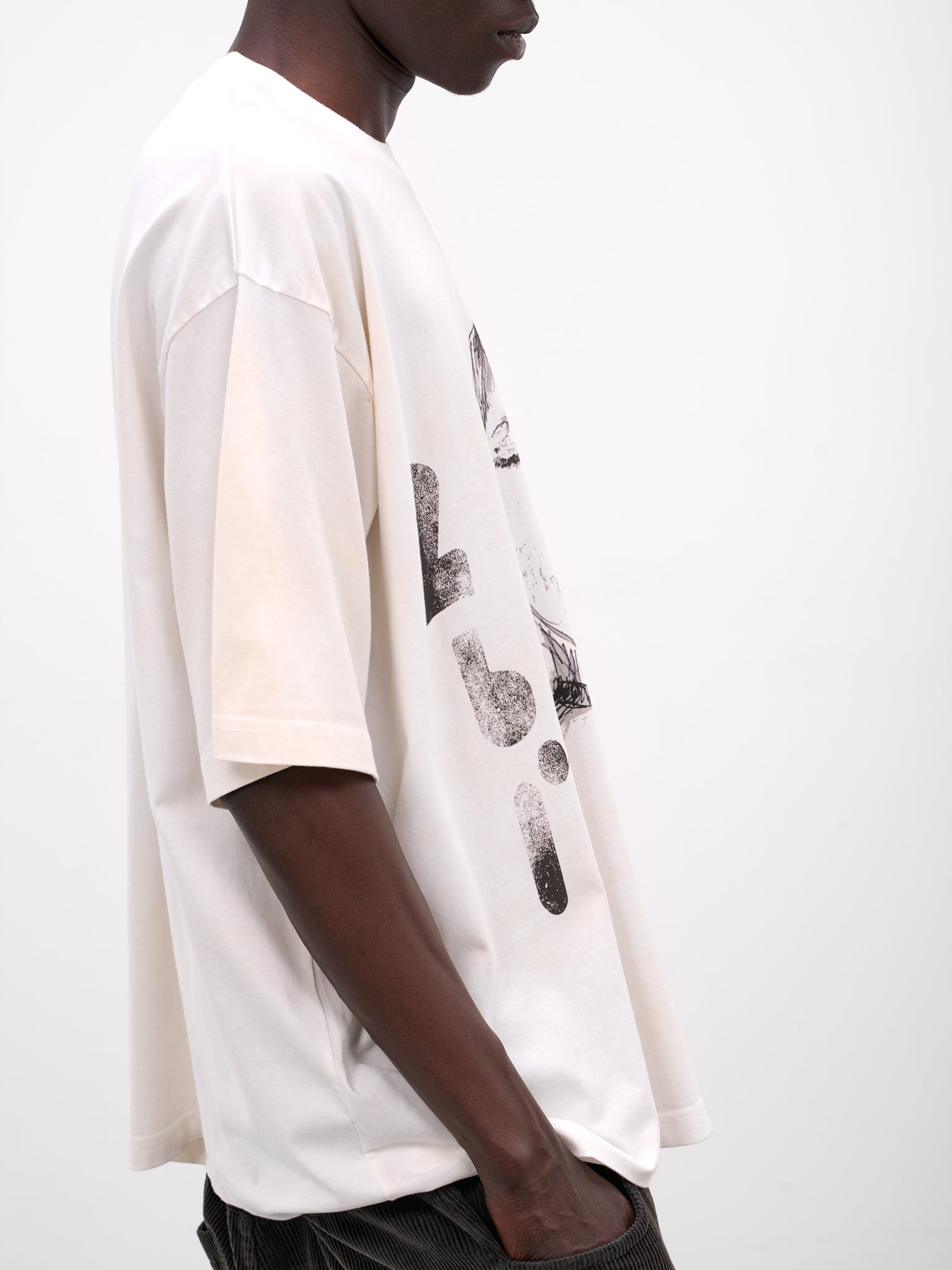 White 'Yawning Kid' Gym Tee (261-MTS036P10-OLD-WHITE)