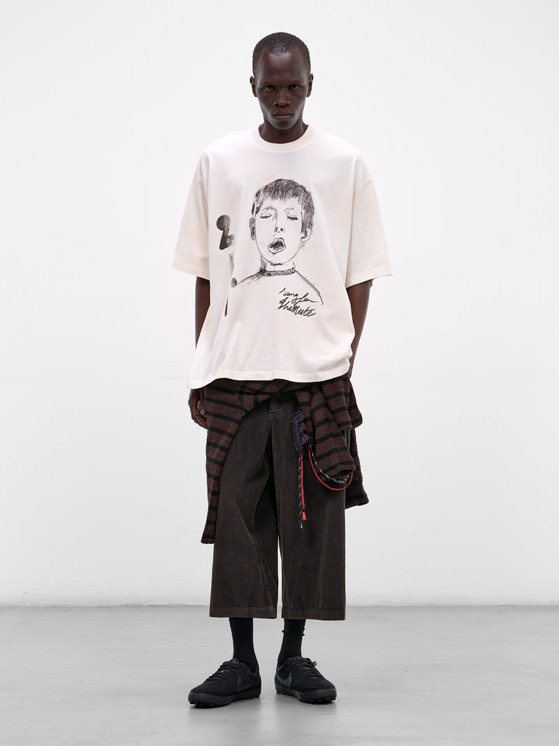 White 'Yawning Kid' Gym Tee (261-MTS036P10-OLD-WHITE)