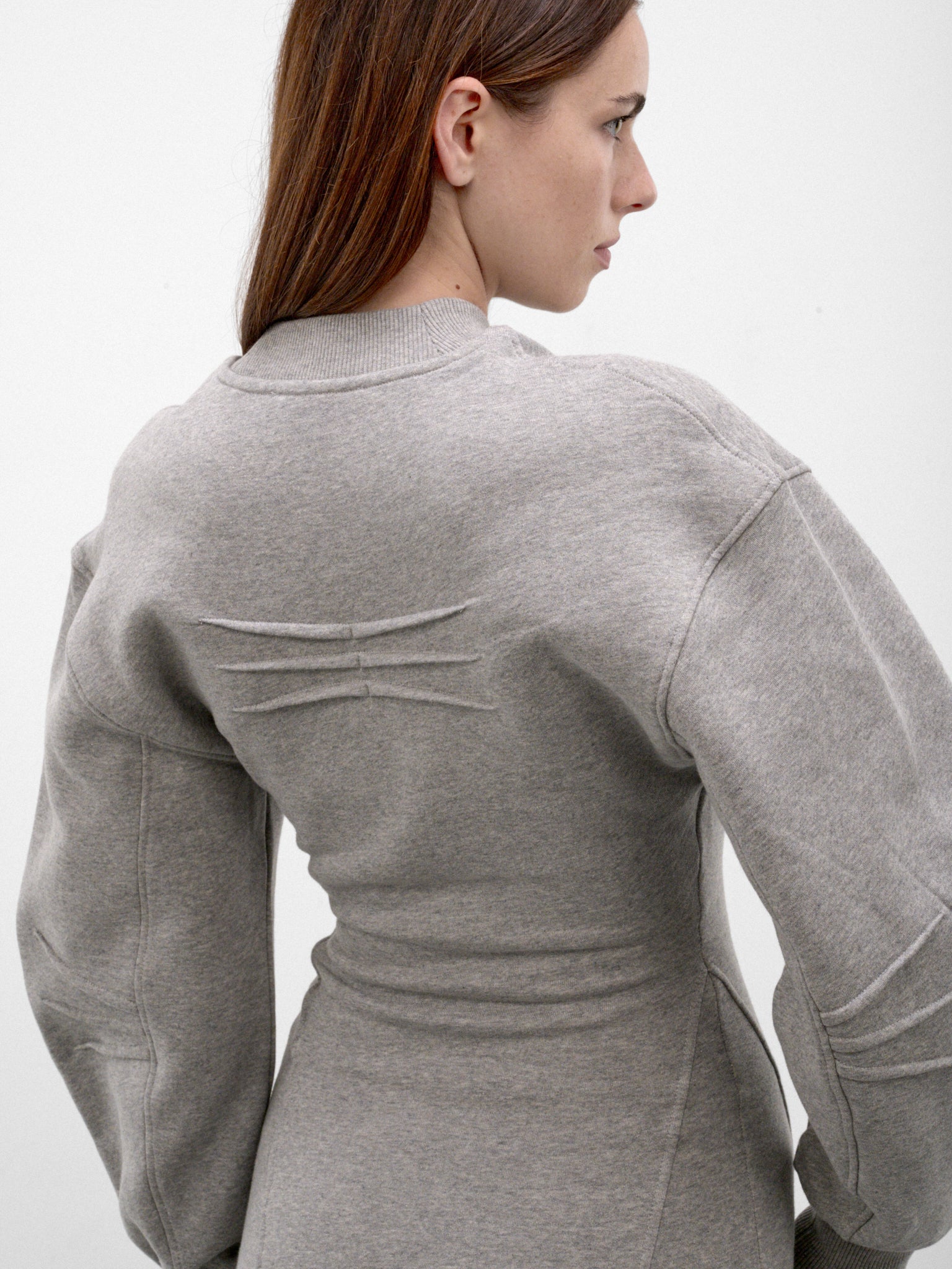 Gray Cotton Sweatshirt Mini Dress (261WCA00522-GREY)