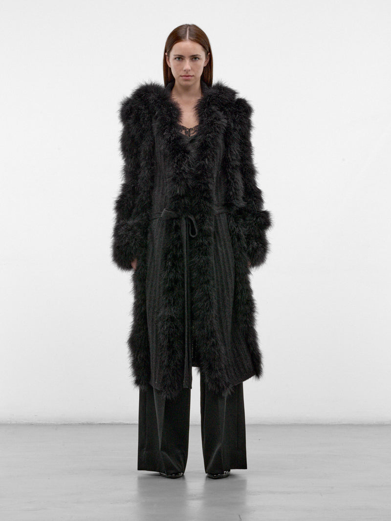Black Long Fur Cardigan Coat (261WCC00100-BLACK)