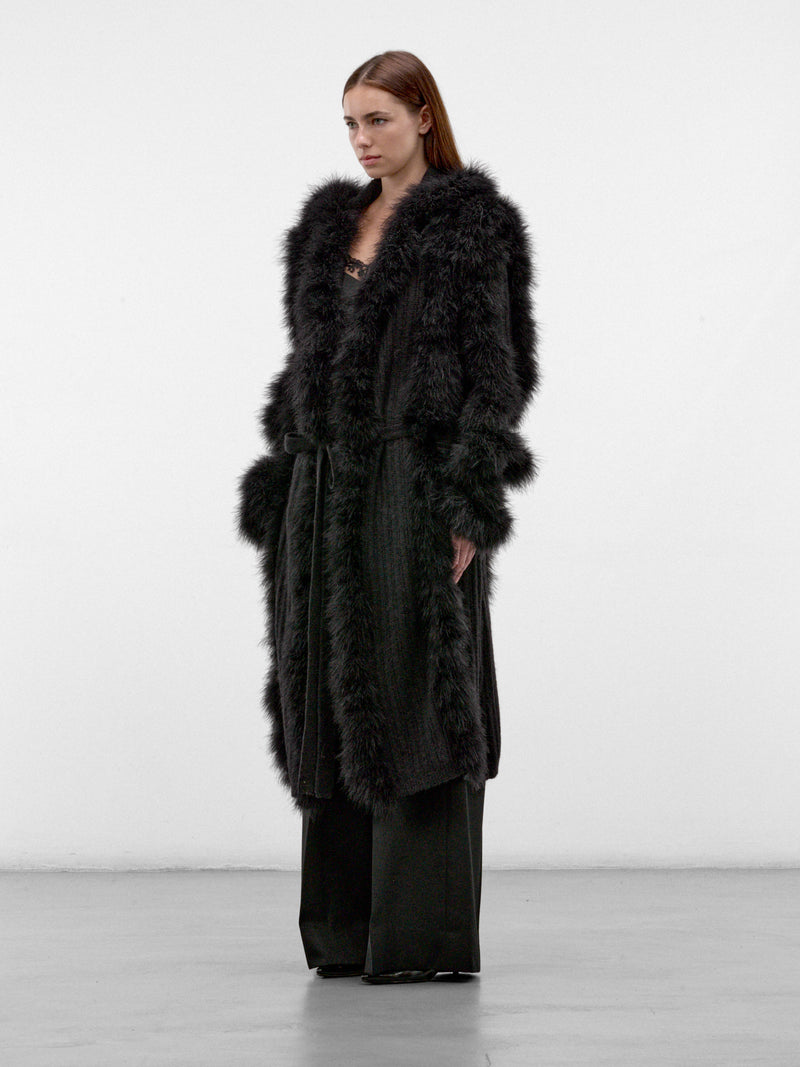 Black Long Fur Cardigan Coat (261WCC00100-BLACK)
