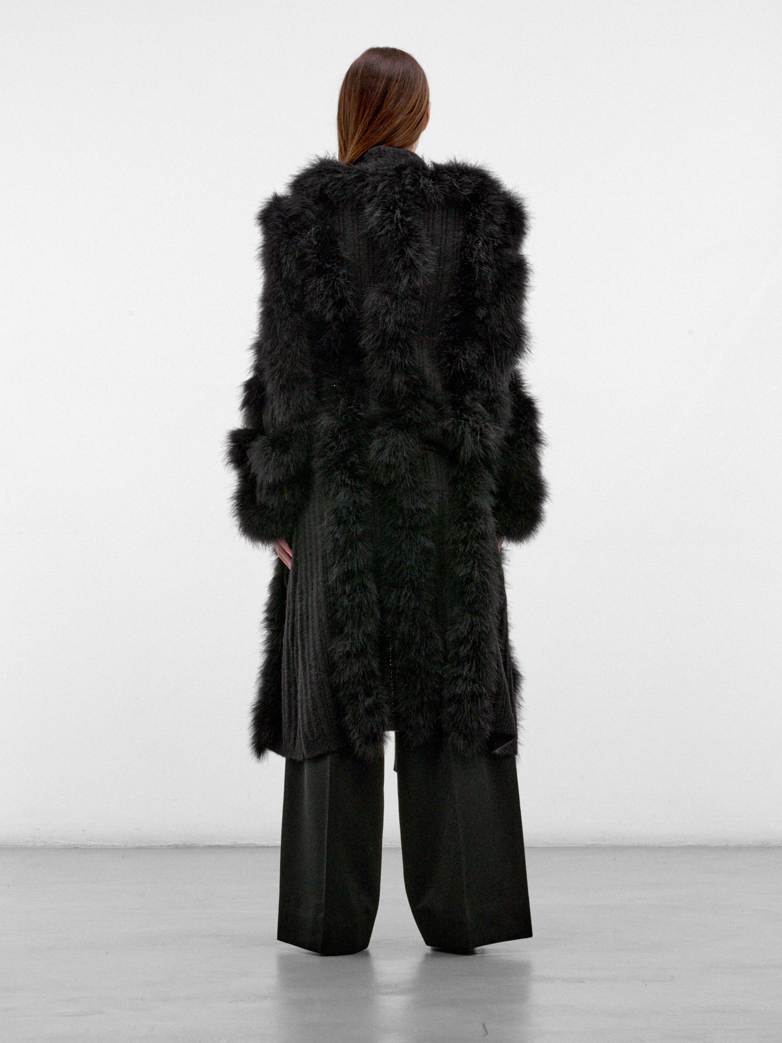 Black Long Fur Cardigan Coat (261WCC00100-BLACK)
