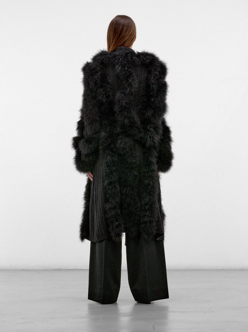 Black Long Fur Cardigan Coat (261WCC00100-BLACK)