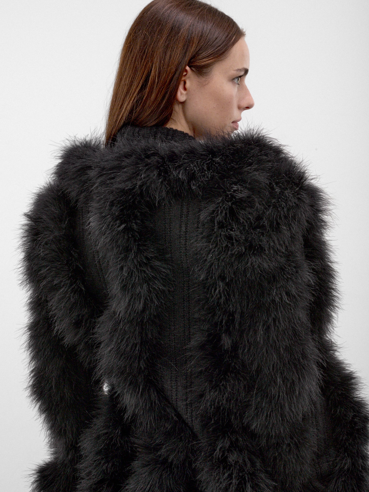 Black Long Fur Cardigan Coat (261WCC00100-BLACK)