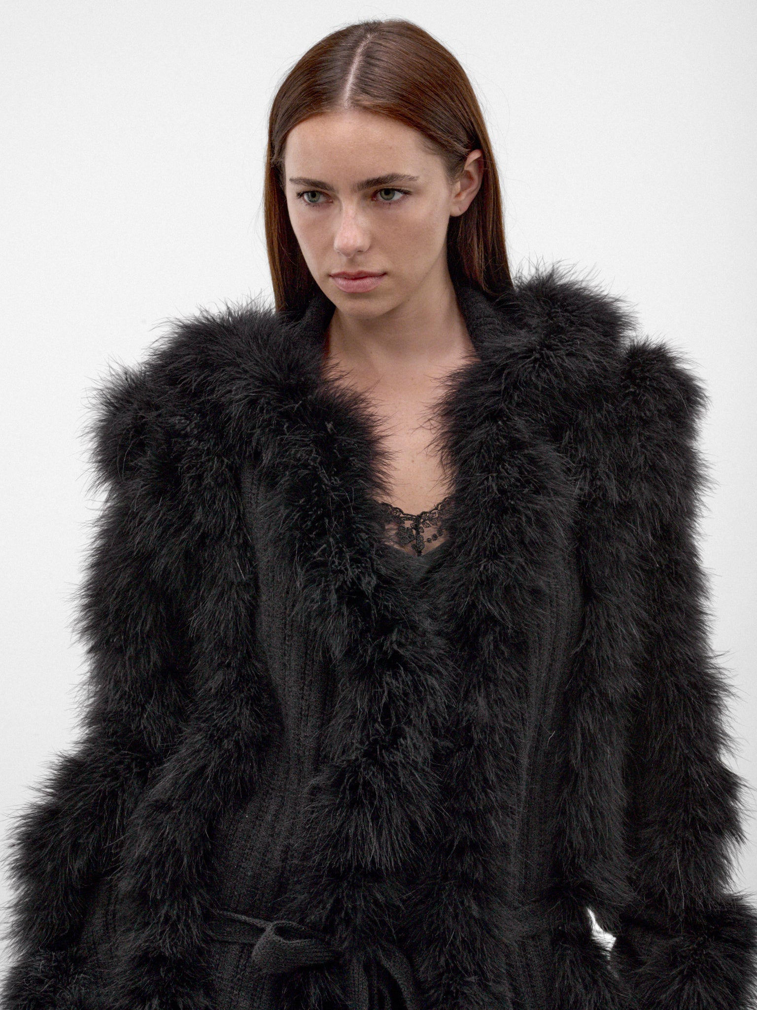 Black Long Fur Cardigan Coat (261WCC00100-BLACK)