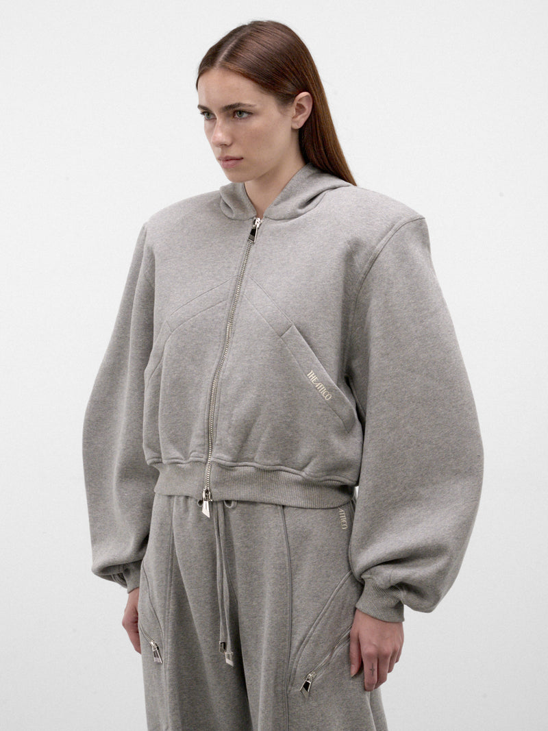 Gray Structured Zip Hoodie (261WCF00026-GREY)