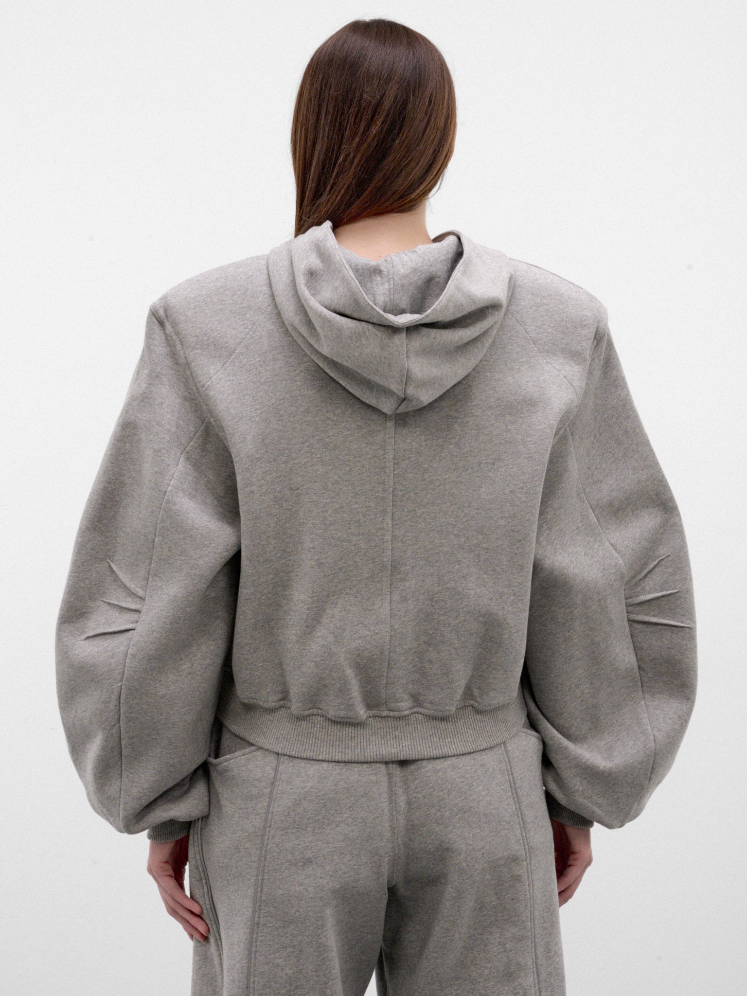 Gray Structured Zip Hoodie (261WCF00026-GREY)