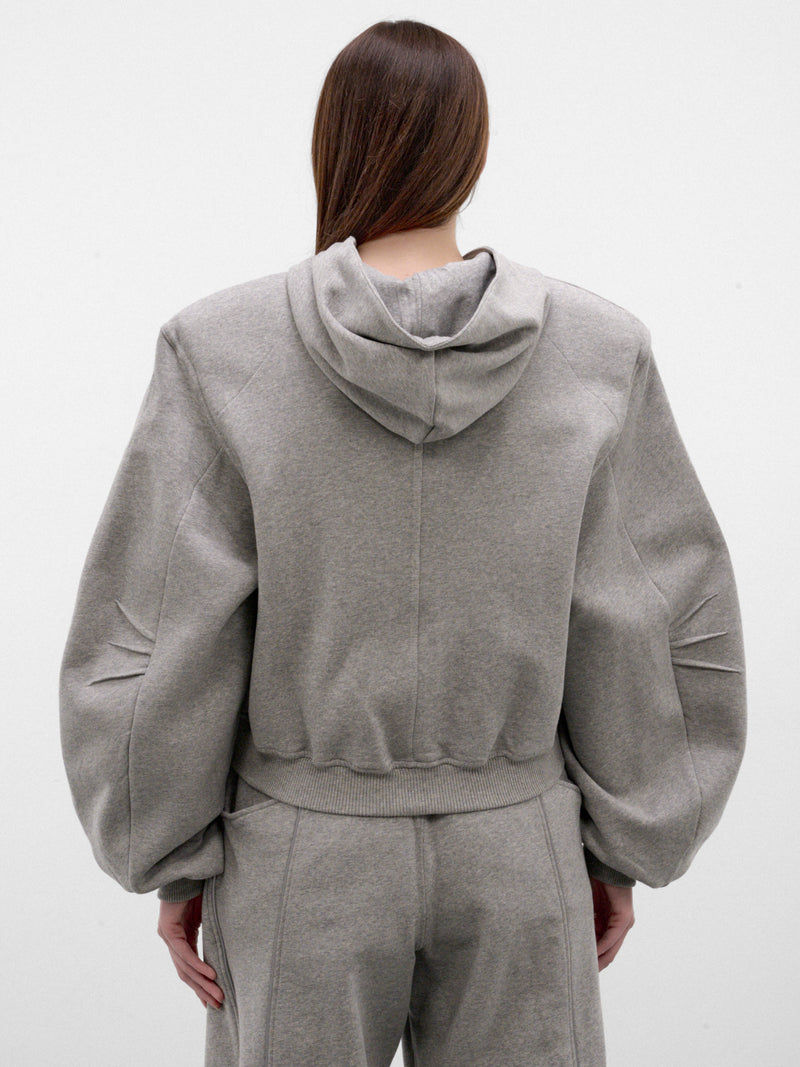 Gray Structured Zip Hoodie (261WCF00026-GREY)