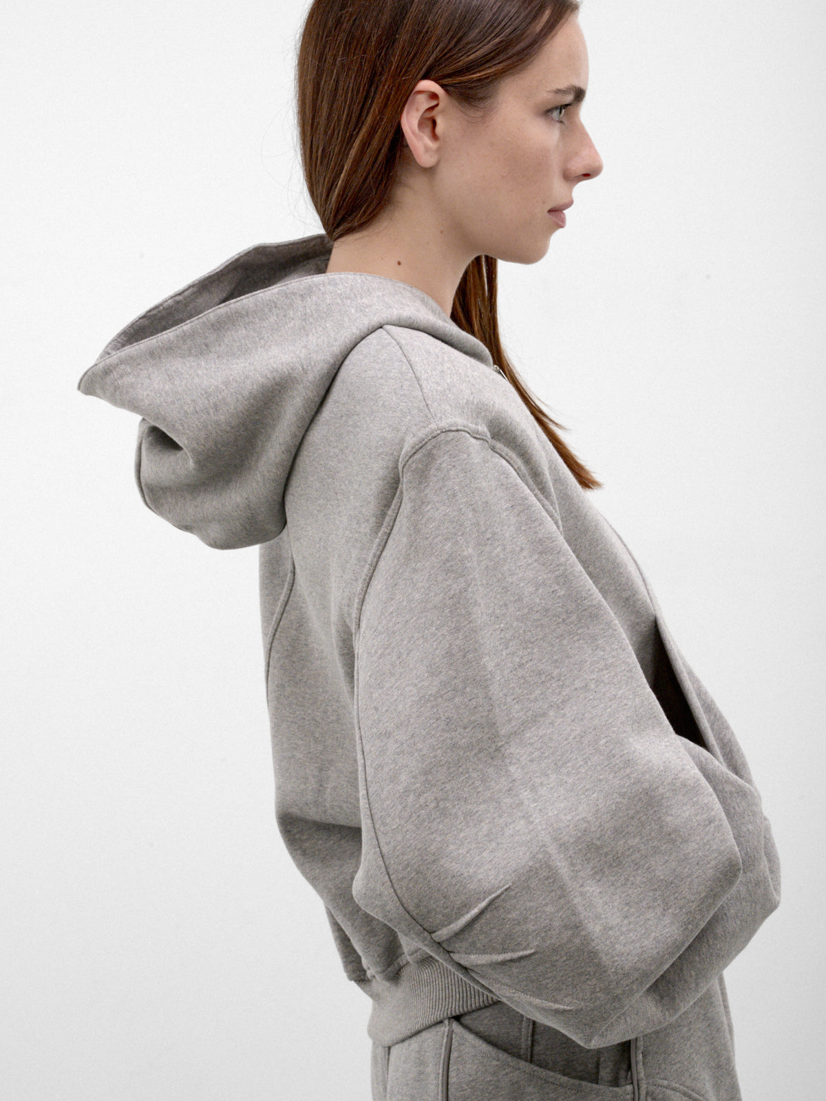 Gray Structured Zip Hoodie (261WCF00026-GREY)