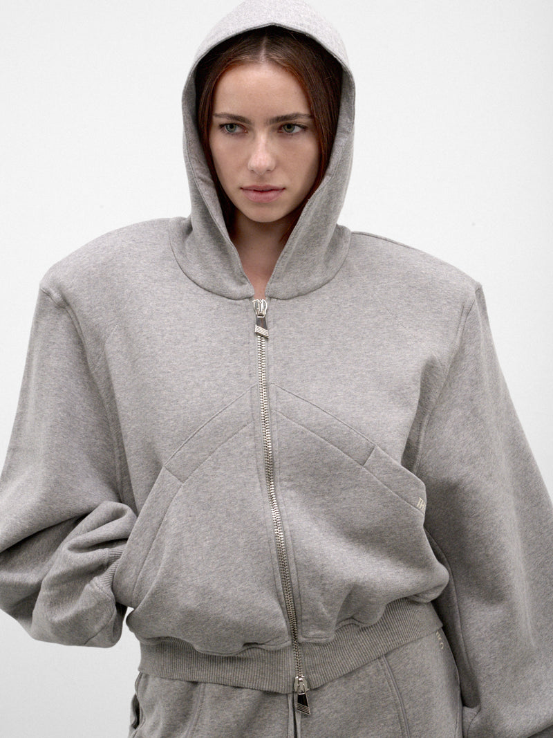 Gray Structured Zip Hoodie (261WCF00026-GREY)