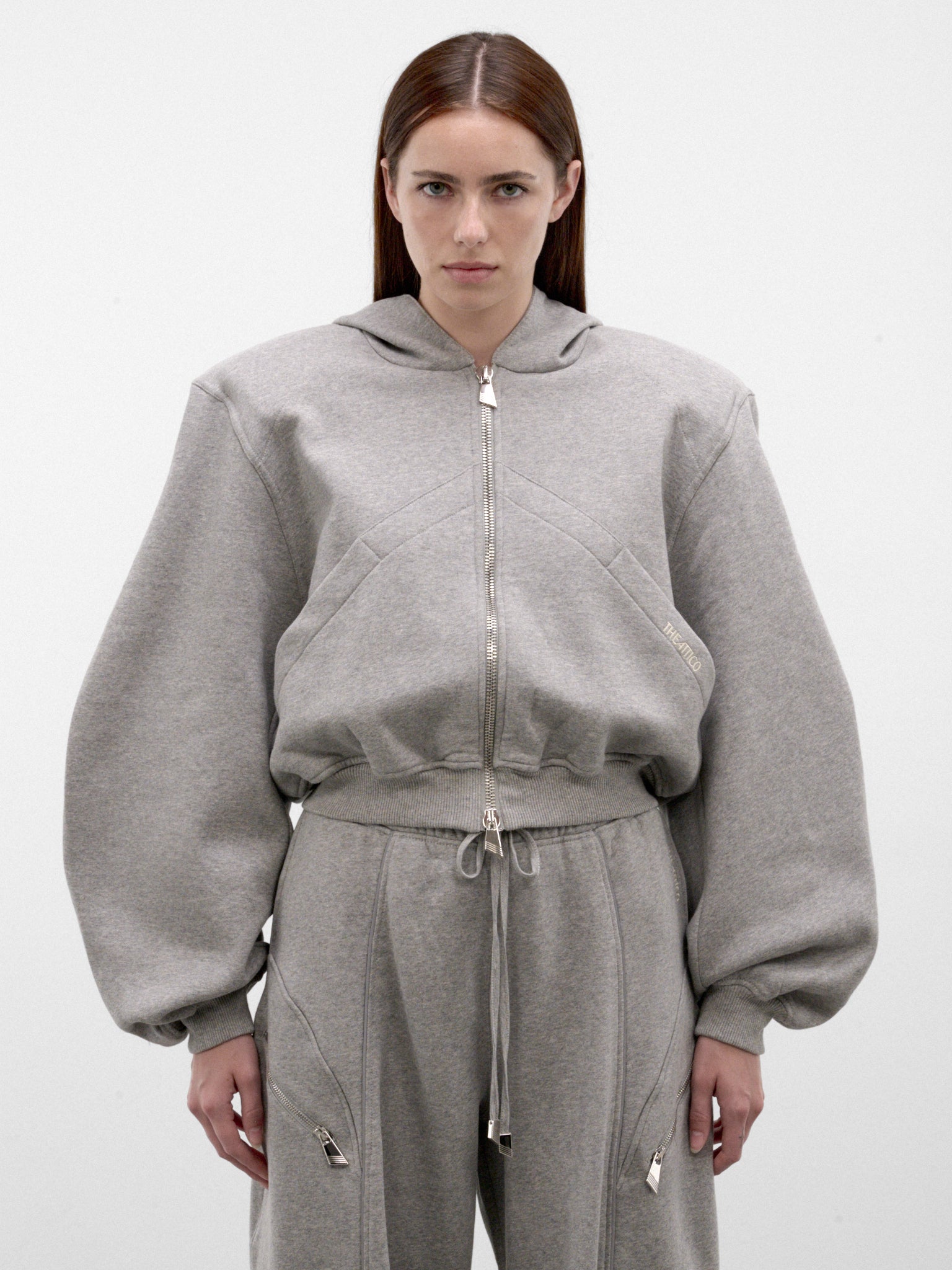 Gray Structured Zip Hoodie (261WCF00026-GREY)