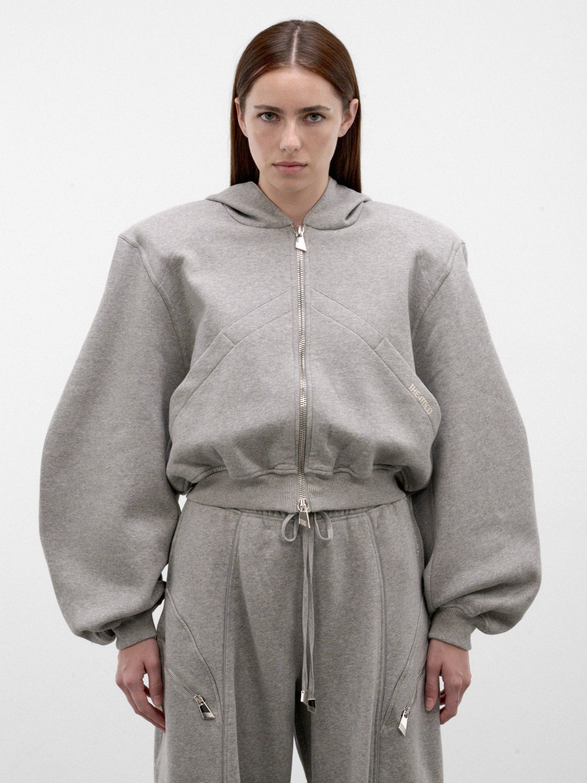 Gray Structured Zip Hoodie (261WCF00026-GREY)